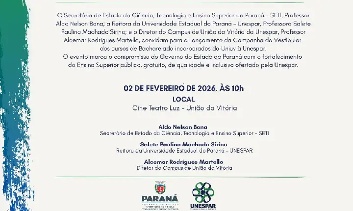 Hussein Bakri anuncia lançamento da campanha do vestibular dos cursos da Uniuv incorporados pela Unespar