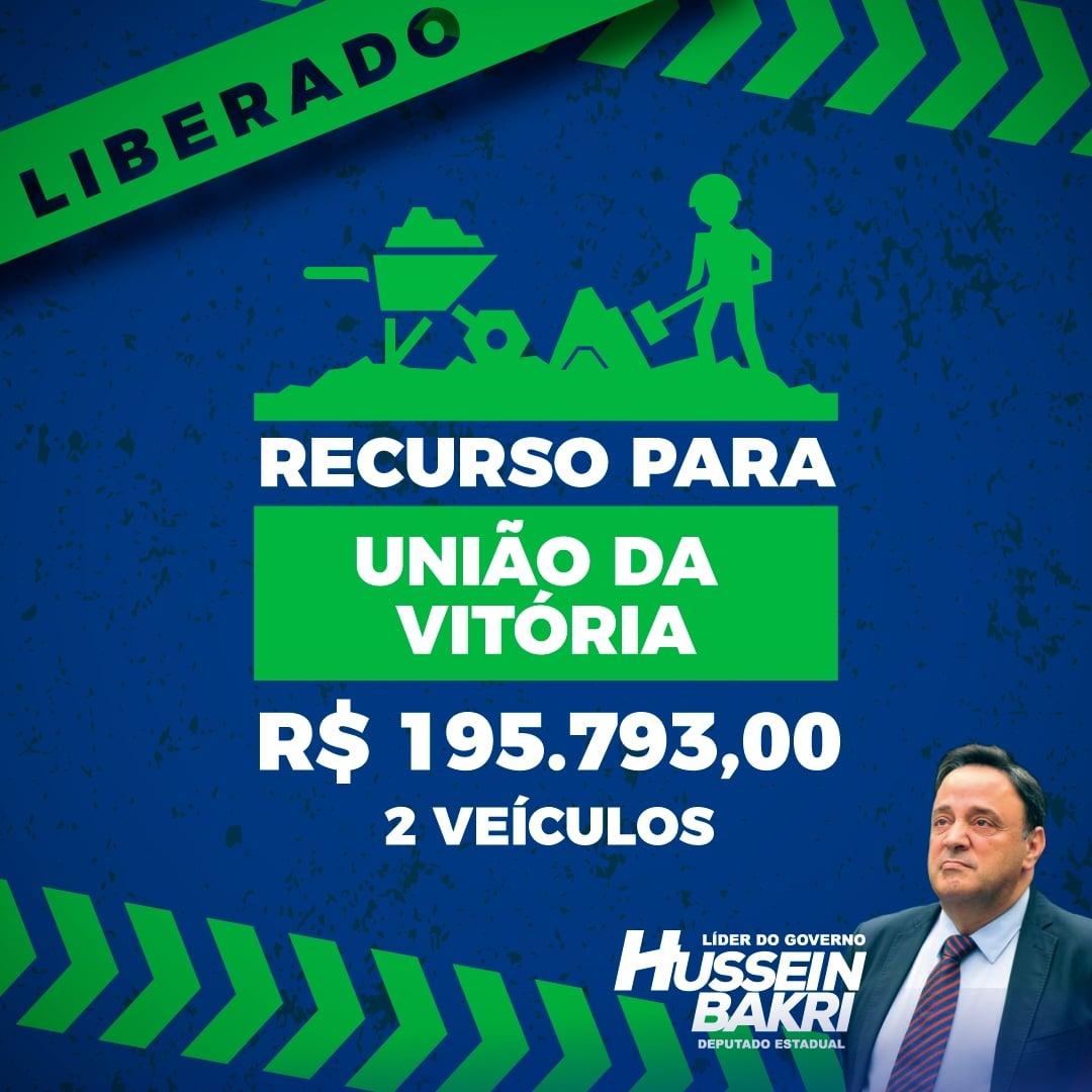 Hussein Bakri garante recursos para União da Vitória no valor de quase R$ 196 mil reais