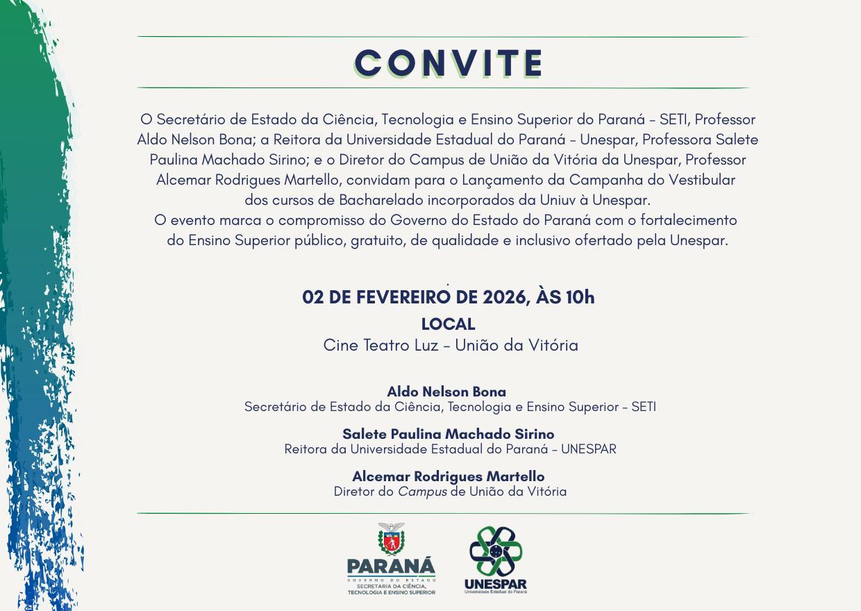 Hussein Bakri anuncia lançamento da campanha do vestibular dos cursos da Uniuv incorporados pela Unespar